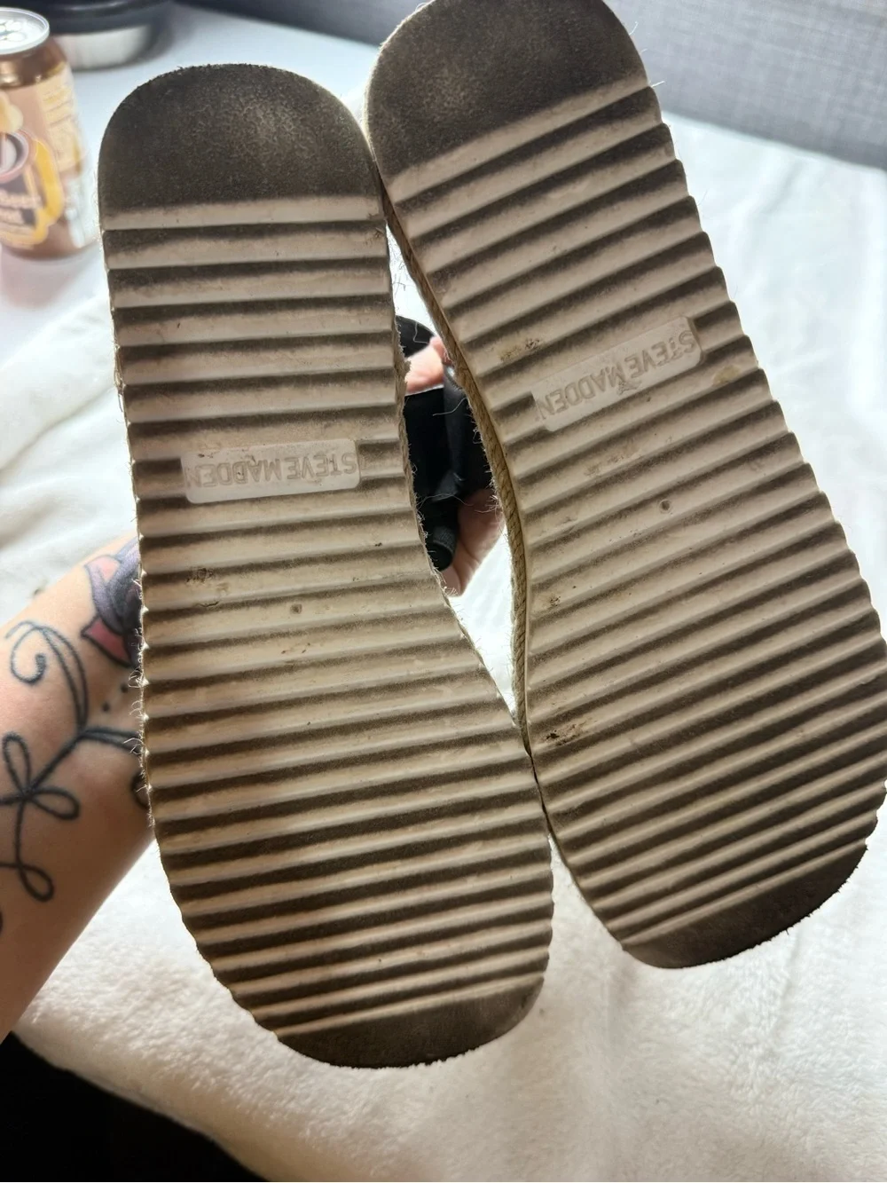 Steve Madden Black Platform Espadrille Sandals - Women's Casual Slide